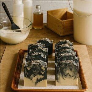 Handcrafted Activated Charcoal and Mint Handcrafted Soap: Price for 3 soap bars